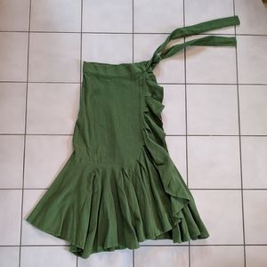 LAURENCE Bras Ruffle Trim Wrap Skirt Green